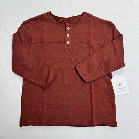 Little Co. by Lauren Conrad Long Sleeve Henley Tee Girl's Size 2T Madder Brown - Picture 1 of 5